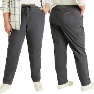 L.L.Bean Stretch Ripstop Fleece Lined Pull-On Pants Grey 2X Warm Slim Leg